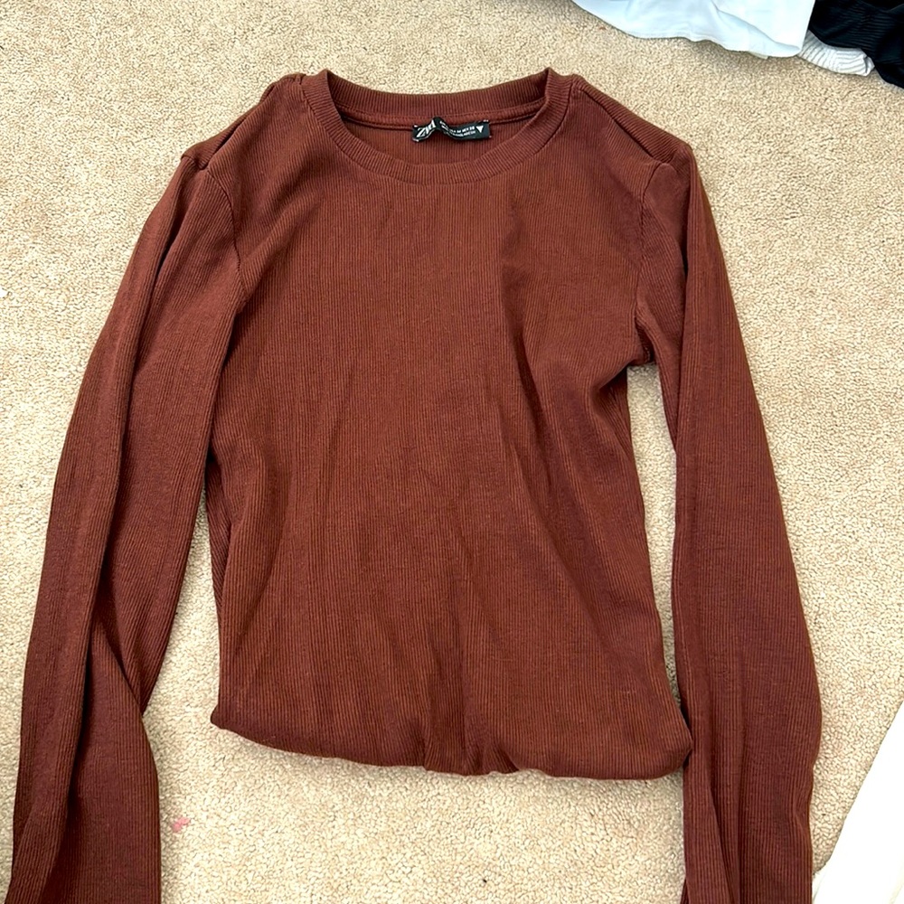 Zara long sleeve ribbed bodysuit